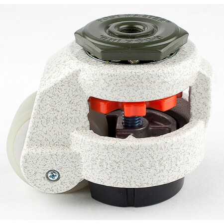 Foot Master Leveling Caster, 50 mm Polyurethane Wheel, 1/2-13 Stem, Swivel, 280 kg Cap, NBR Foot Pad, Ivory GD-60-S-HUP-1/2